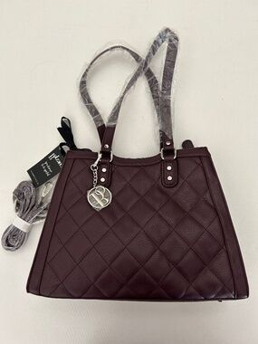 Bolzano Burgundy Quilted Pebbled Front Handbag with Silver Accents